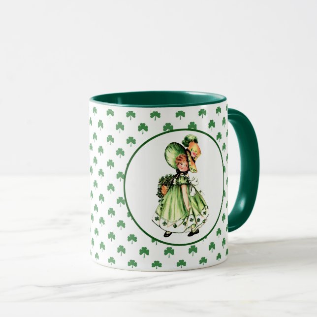Vintage Little Irish Girl St. Patrick's Day Gift  Mug (Front Right)