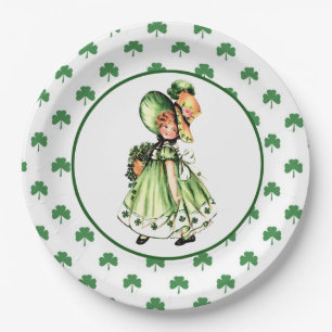 Vintage Little Irish Girl St. Patrick's Day  Paper Plate