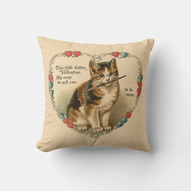  Vintage  Little Kitten Valentine Cushion (Front)