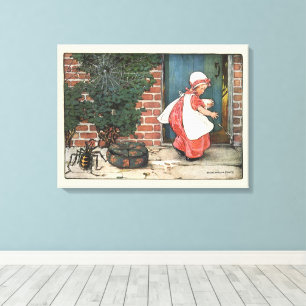 Vintage Little Miss Muffet Spider Nursery Rhyme Canvas Print