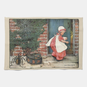 Vintage Little Miss Muffet Spider Nursery Rhyme Tea Towel