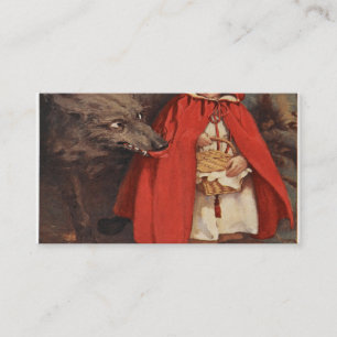 Vintage Little Red Riding Hood and Big Bad Wolf Business Card