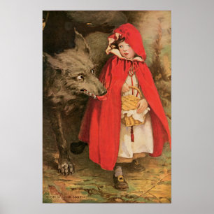 Vintage Little Red Riding Hood and Big Bad Wolf Poster