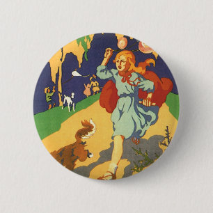 Vintage Little Red Riding Hood at a Birthday Party 6 Cm Round Badge