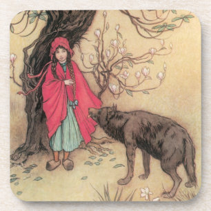 Vintage Little Red Riding Hood by Warwick Goble Coaster