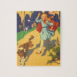 Vintage Little Red Riding Hood, Dog and Balloons Jigsaw Puzzle