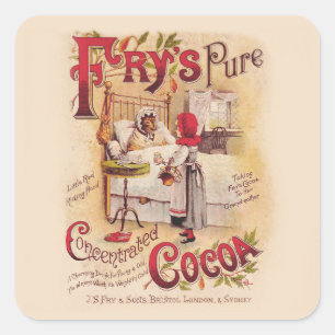 Vintage Little Red Riding Hood Victorian Cocoa Square Sticker