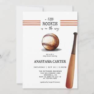 Vintage Little Rookie Baseball Baby Shower Invitation