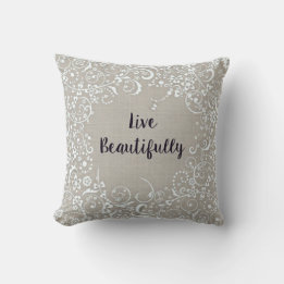 Vintage Live Beautifully Linen-Look Cotton Pillow