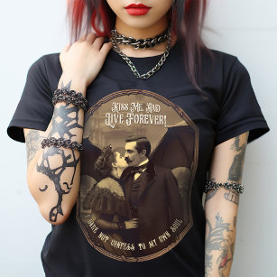 Vintage Live Forever Gothic Lovers Vampire Kiss T-Shirt