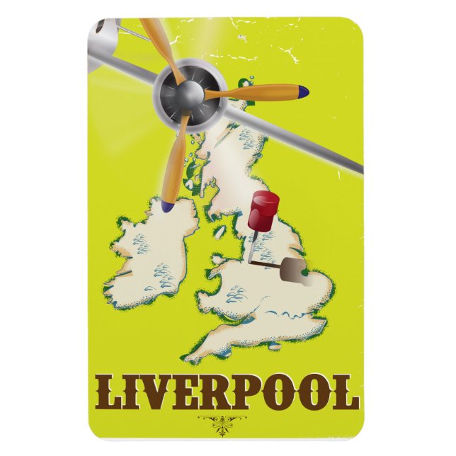 Vintage Liverpool Travel Poster Magnet (Vertical)