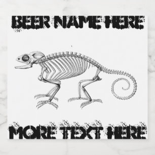 Vintage lizard skeleton beer bottle label