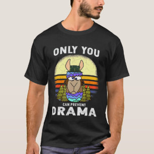 Vintage Llama Camping Only You Can Prevent Drama T-Shirt