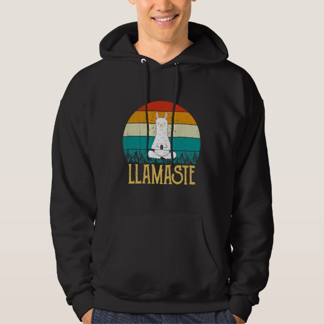 Vintage Llama Do Yoga Hoodie (Front)
