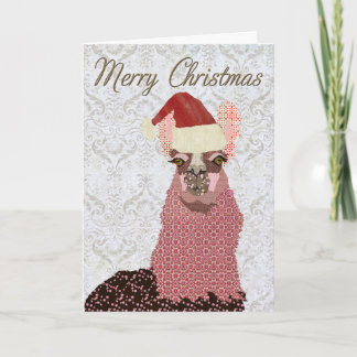 Vintage Llama Merry Christmas Card