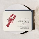 Vintage Lobster Bake Engagement Party Invitation<br><div class="desc">Hosting a lobster bake engagement party? Invite guests with our simple and elegant summer engagement party invitations,  featuring a vintage style lobster illustration in red,  with your party details in smoky navy blue and grey.</div>