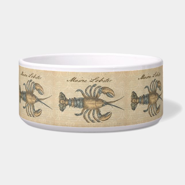 Vintage Lobster Illustration: Coastal Damask  (Front)