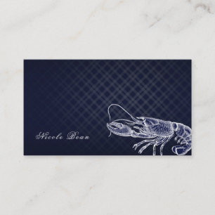 Vintage Lobster Navy Blue Elegant Sea Food Custom Business Card