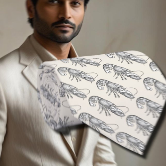 Vintage Lobster Necktie – ivory & grey (Creator Uploaded)