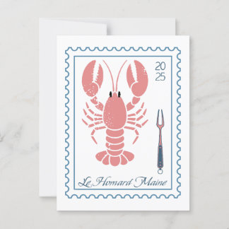 Vintage Lobster Postage Stamp Border Postcard