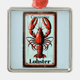 Vintage Lobster Sign Thunder_Cove Metal Tree Decoration