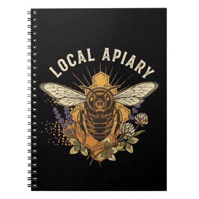 Vintage Local Apiary Honey Bee with Lavender  Notebook (Front)