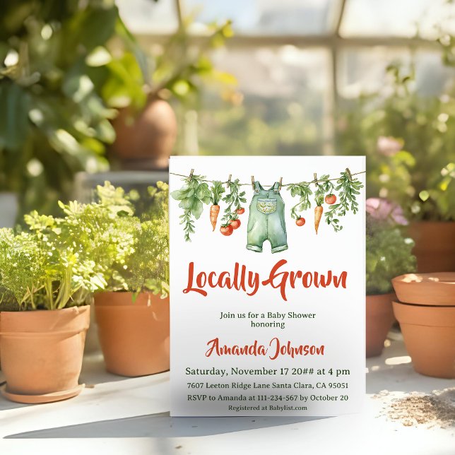Vintage Locally Grown Rustic Garden Baby Shower Invitation (Creator Uploaded)