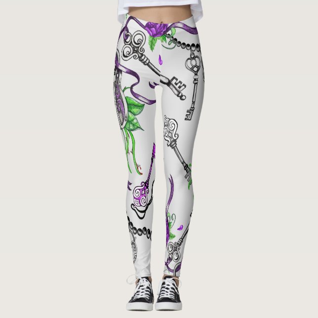 Vintage Lock and Keys Leggings (Front)
