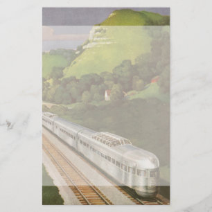 Vintage Locomotive in Country, Vacation by Train Stationery