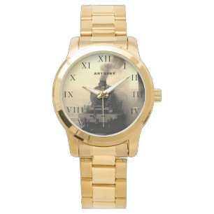 Vintage Locomotive Train Birthday Black Travel Watch