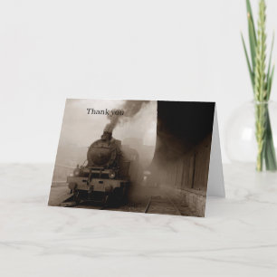 Vintage Locomotive Train Railway Black Travel Card