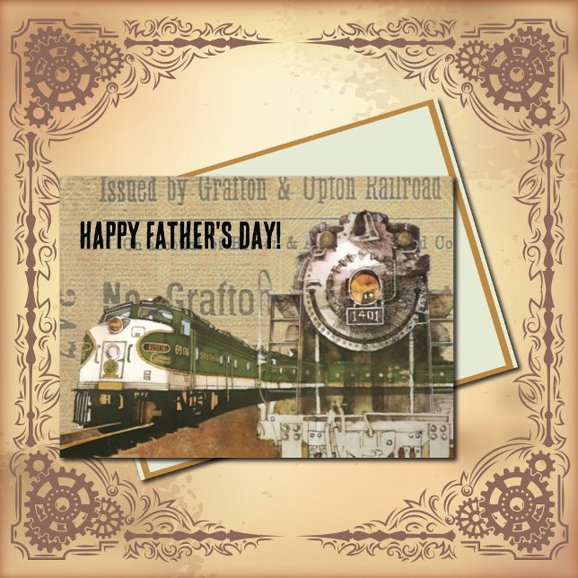 Vintage Locomotive Train Steam Engine Steampunk Card (Creator Uploaded)