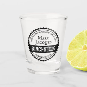 Vintage Logo Your Name Bottle Cap Circle Retro Shot Glass