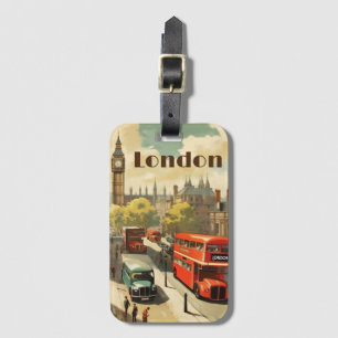 Vintage London Big Ben Custom Text Luggage Tag