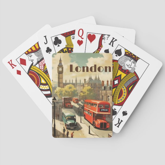 Vintage London Big Ben Custom Text Playing Cards (Back)