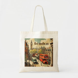 Vintage London Big Ben Custom Text Tote Bag
