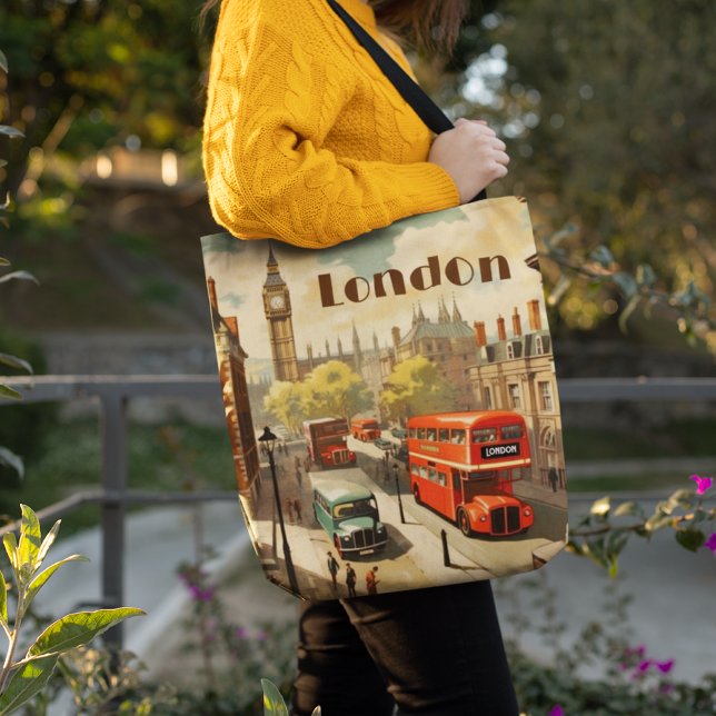Vintage London Big Ben Custom Text Tote Bag (Creator Uploaded)
