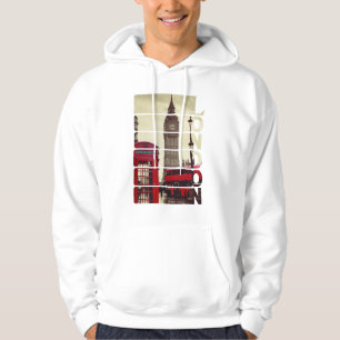 Vintage London Big Ben & Red Bus Photo Art Hoodie