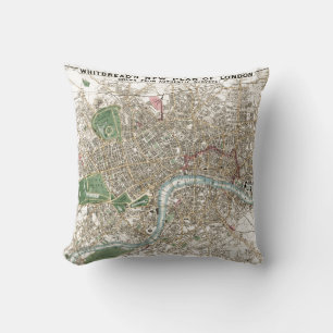 Vintage London City Plan Old Antique Cushion