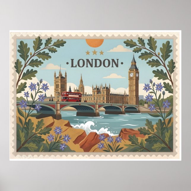 Vintage London Dayscape Postcard Poster (Front)