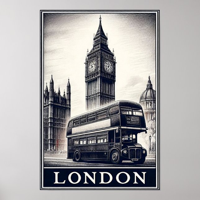 Vintage London England Travel Poster  (Front)