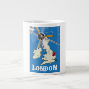 Vintage London, England Travel Poster Large Coffee Mug