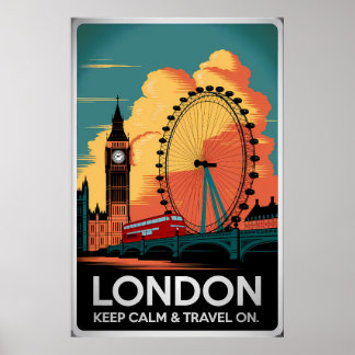 Vintage London – Keep Calm & Travel On Poster