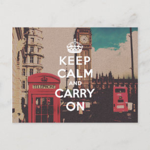 Vintage London Landmark Keep Calm And Carry On Postcard