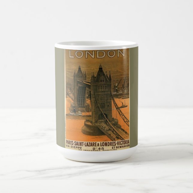 Vintage London Paris Railroad Travel Advertisement Coffee Mug (Center)