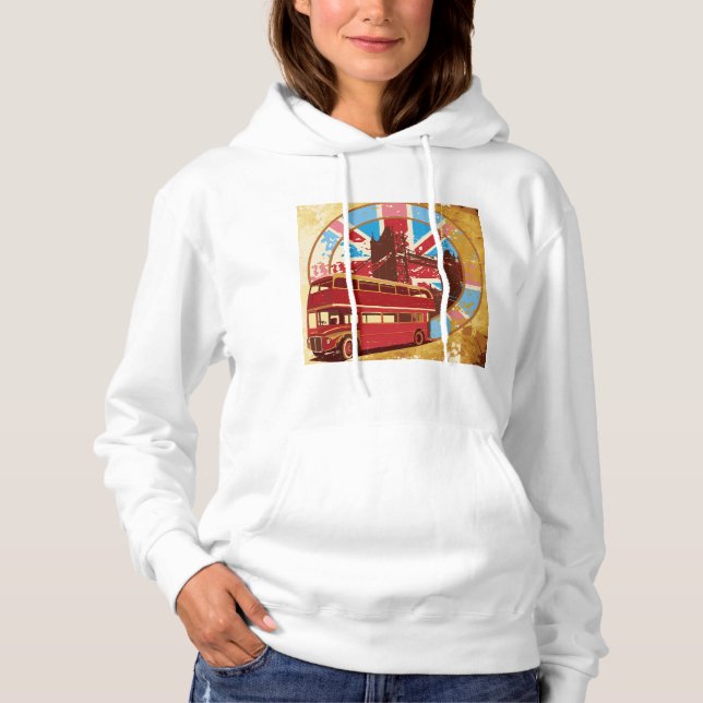 Vintage London Red Double Decker Bus Hoodie (Front)