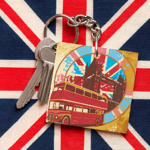 Vintage London Red Double Decker Bus Key Ring