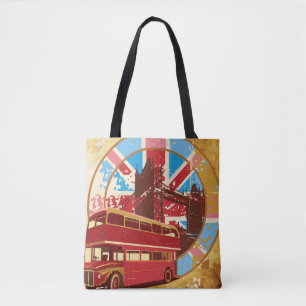 Vintage London Red Double Decker Bus Tote Bag