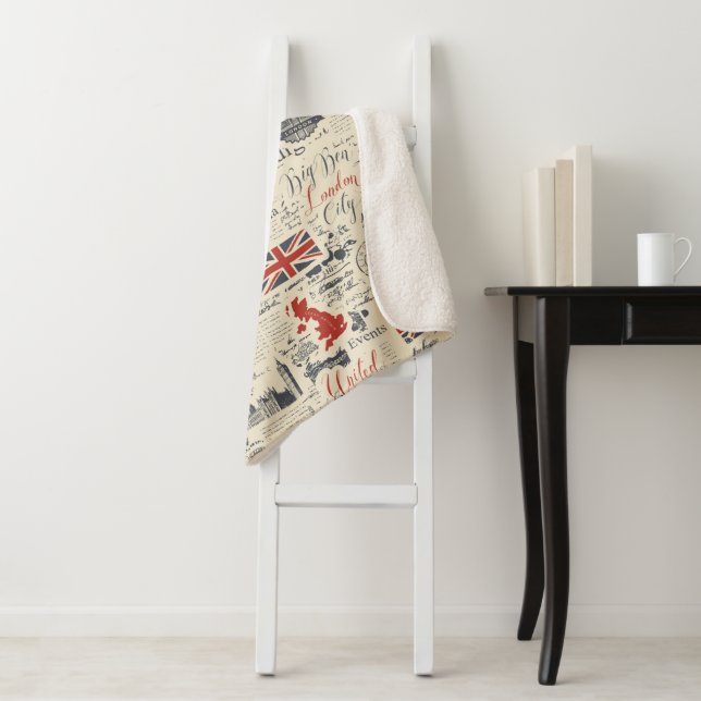 Vintage London Sherpa Blanket (In Situ)