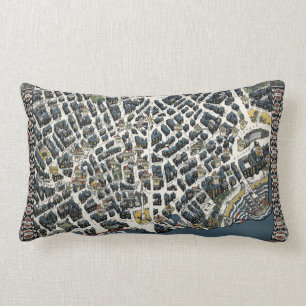 Vintage London Theatreland Map 1915 Lumbar Cushion